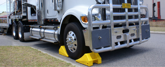 Truck Using Westchock Wheel Chocks