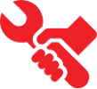 SERVICE INCLUDED A symbol of a hand holding a wrench in red.