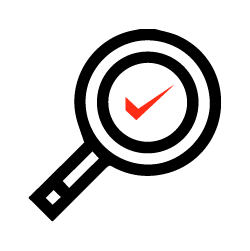 SCHEDULED INSPECTIONS Magnifying glass with red tick inside