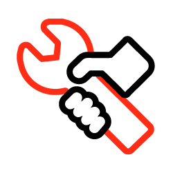 REPAIR ON-SITE hand holding a red wrench