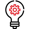 ENGINEERING SOLUTIONS lightbulb with gear inside icon