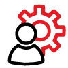 RESOURCEFUL person with gear behind them icon