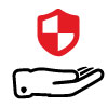 ENHANCE ON-SITE SAFETY Hand with shield icon