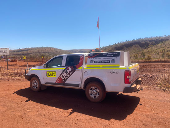 Work ute on site with asset management written on back