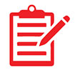 Symbol of a clipboard in red