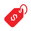 Symbol of a PriceTag in red