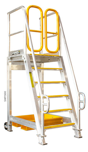 STEPRITE® Mine Spec Safety Access Platform Ladder on a white background
