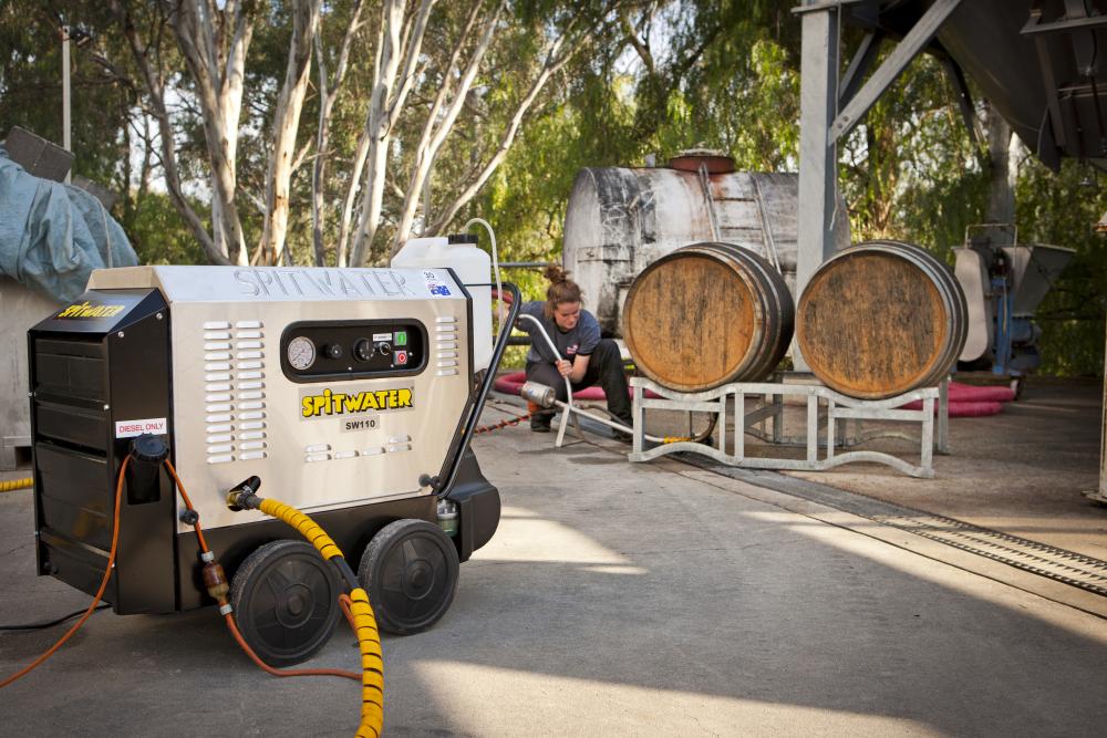 Cleaning Wine Barrels with a SPITWATER Hot Water Pressure Cleaner