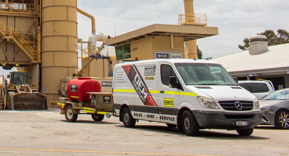 van with pressure cleaner at mine site