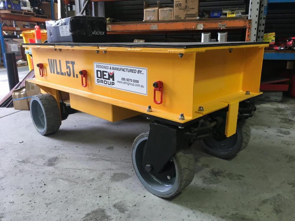 Gas Plant Custom Hydraulic Trolley on White Background