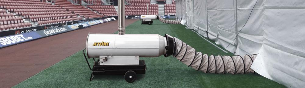 JETFIRE Indirect Fired Area Heater Heating Tents in Football Stadium