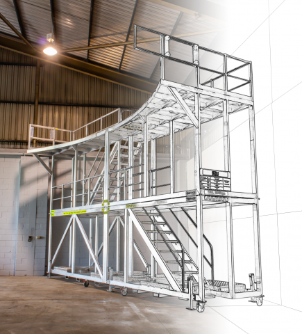 OEM01372 - Mining Truck Tray Safety Access Platform in workshop