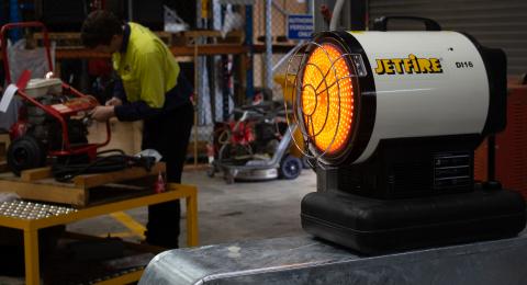 Jetfire Radiant Space Heater in Workshop