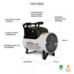 Jetfire J20A Gas Heater features on white background