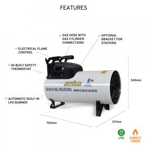 Jetfire J45A Gas Heater features on white background