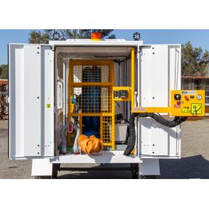 Recovery trailer inside showing rope spool and control panel