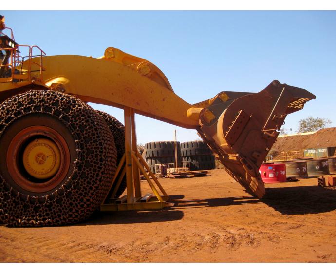 OEM00750 Loader Arm Stand on site with dozer