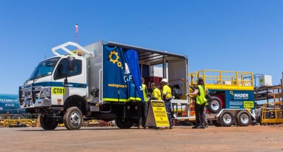 Mader Pressure Cleaner Trailer & Truck on Site During Commission