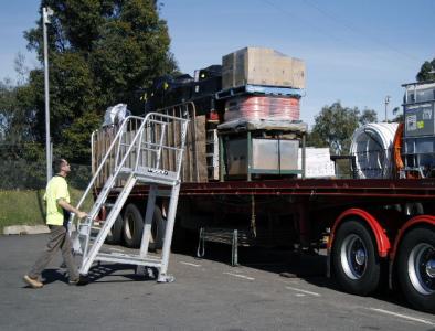 Steprite Safety Access Platform Being Wheeled to Truck