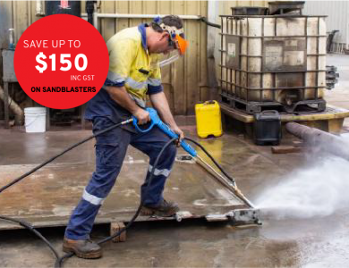 Sandblasting a sheet of metal with promo savings