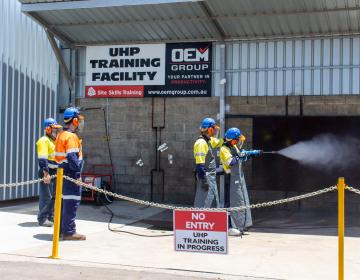 Using High Pressure Cleaning Equipment Training Session in Yard