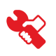 Hand with a spanner icon in Red