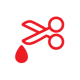 Scissors and droplet of water icon in red