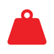 Weight icon in red and white