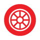 Wheel icon in red and white