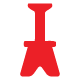 Jacking stand icon in red and white